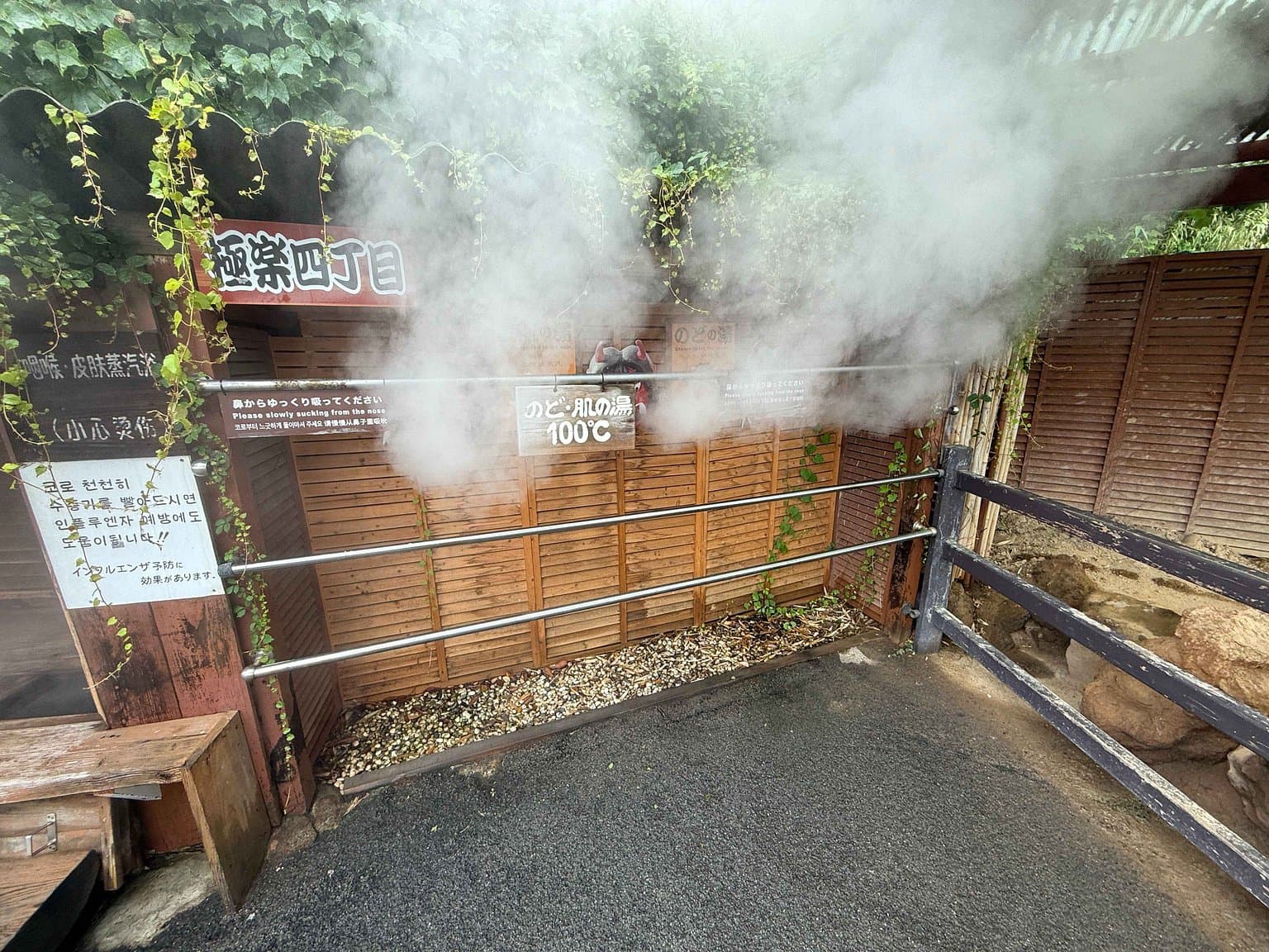 温泉から立ち上る湯けむり